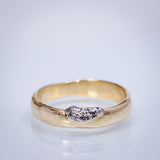 Smooth Raw Gold Band with Meteorite