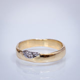 Smooth Raw Gold Band with Meteorite