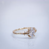 Lab-Grown Oval Diamond Zigzag-Setting Cluster Ring