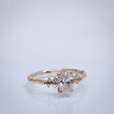 Lab-Grown Oval Diamond Zigzag-Setting Cluster Ring