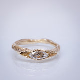 Marquise-Cut White Diamond Concave Ring