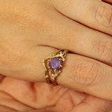 Thick Spreading Branch with Sapphire Meteorite and Diamonds