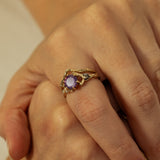 Thick Spreading Branch with Sapphire Meteorite and Diamonds