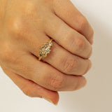 Large Mixed Champagne Diamond Cluster Ring