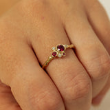 Rubies and White Diamonds Bubble Branch Ring