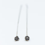 Meteorite thread silver earrings
