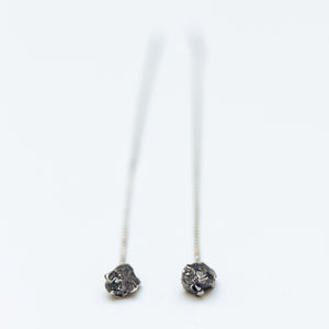 Meteorite thread silver earrings