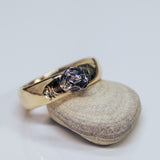 Chubby gold ring with meteorite and diamond