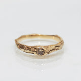 Tapered Cracked Earth Ring With Champagne Diamond