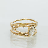 Three Crossed Branches with Oval Lab Diamond