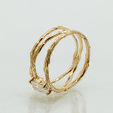 Three Crossed Branches with Oval Lab Diamond