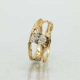 Three Crossed Branches with Oval Lab Diamond