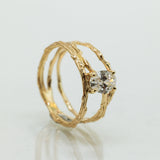 Three Crossed Branches with Oval Lab Diamond