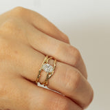Three Crossed Branches with Oval Lab Diamond