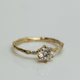 Solitaire branch ring & scattered diamonds