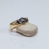 Chubby gold ring with meteorite and diamond