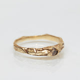 Tapered Cracked Earth Ring With Champagne Diamond