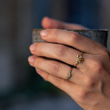 Asymmetrical Gentle Champagne Diamond Cluster Ring