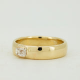 Chunky Half Round Band Set with Emerald-Cut Diamond