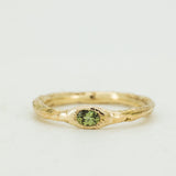 Raw Gold Ring with Buried  Oval Green Sapphire