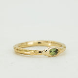 Raw Gold Ring with Buried  Oval Green Sapphire
