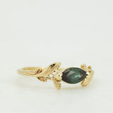 Spreading Leaves Branch Ring with Marquise Cut Sapphire