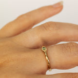 Raw Gold Ring with Buried  Oval Green Sapphire
