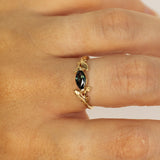 Spreading Leaves Branch Ring with Marquise Cut Sapphire