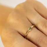 Raw Gold Ring with Buried  Oval Green Sapphire