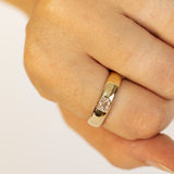 Chunky Half Round Band Set with Emerald-Cut Diamond