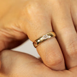 Chunky Half Round Band Set with Emerald-Cut Diamond