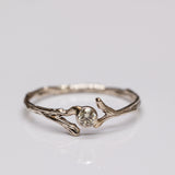 Offset Spreading Branch Ring with Bezel-Set Champagne Diamond