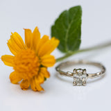 Oval White Diamond Branch Engagement Ring