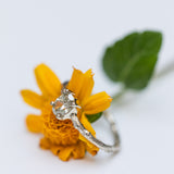 Oval White Diamond Branch Engagement Ring