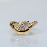 Raw Curved Band with Floating Lab- Grown Oval Diamond