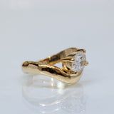 Raw Curved Band with Floating Lab- Grown Oval Diamond