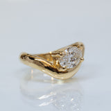 Raw Curved Band with Floating Lab- Grown Oval Diamond