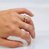 Raw Curved Band with Floating Lab- Grown Oval Diamond