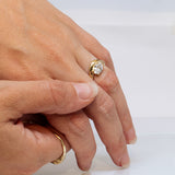 Raw Curved Band with Floating Lab- Grown Oval Diamond