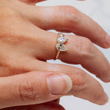 Gentle Branch Tri-stone Pear and Round Lab-Grown Diamonds