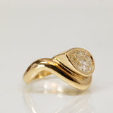Chunky Curved Band with Floating Large Pear Engagement Ring