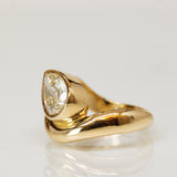 Chunky Curved Band with Floating Large Pear Engagement Ring