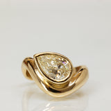 Chunky Curved Band with Floating Large Pear Engagement Ring