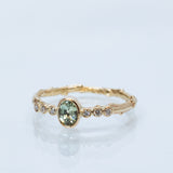 Light Green Sapphire and Diamond Branch Ring
