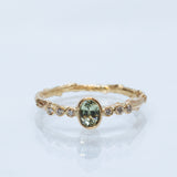 Light Green Sapphire and Diamond Branch Ring