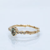 Light Green Sapphire and Diamond Branch Ring