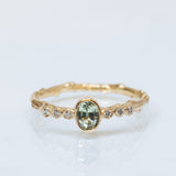 Light Green Sapphire and Diamond Branch Ring