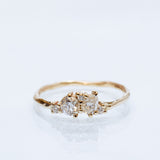 Gentle Raw Texture Cluster Ring in 14k Gold with Lab Diamonds
