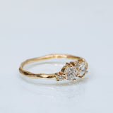 Gentle Raw Texture Cluster Ring in 14k Gold with Lab Diamonds