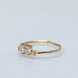 Gentle Raw Texture Cluster Ring in 14k Gold with Lab Diamonds